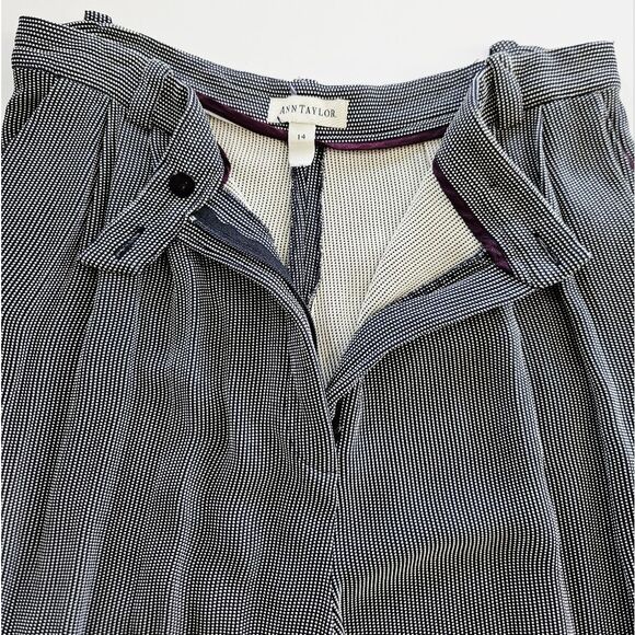 Vintage Ann Taylor Checked High Waisted Pleated Wide Leg Relaxed Trouser Pant 14 - Picture 6 of 11